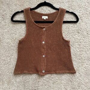DONNI. Tan Waffle Knit Tank